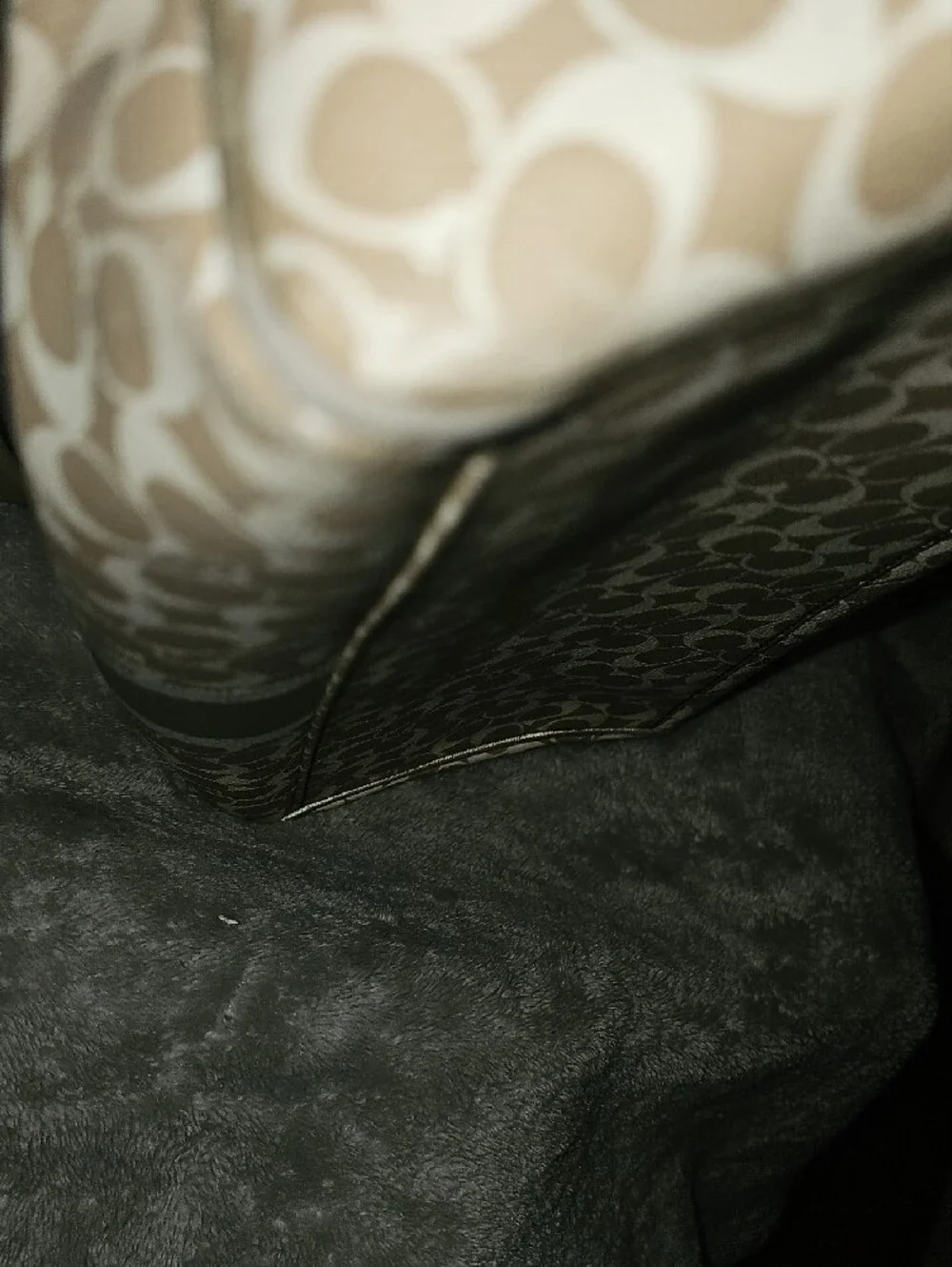 Coach Beige and Gold Boston Signature Stripe Satchel